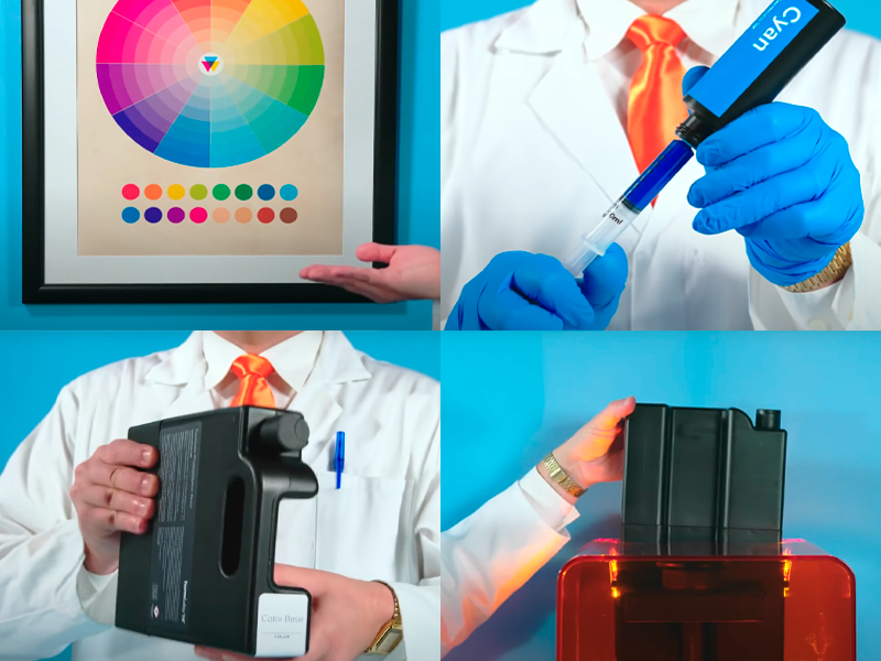 Preparación dunha cor personalizada a partir dos pigmentos e a resina Color Base